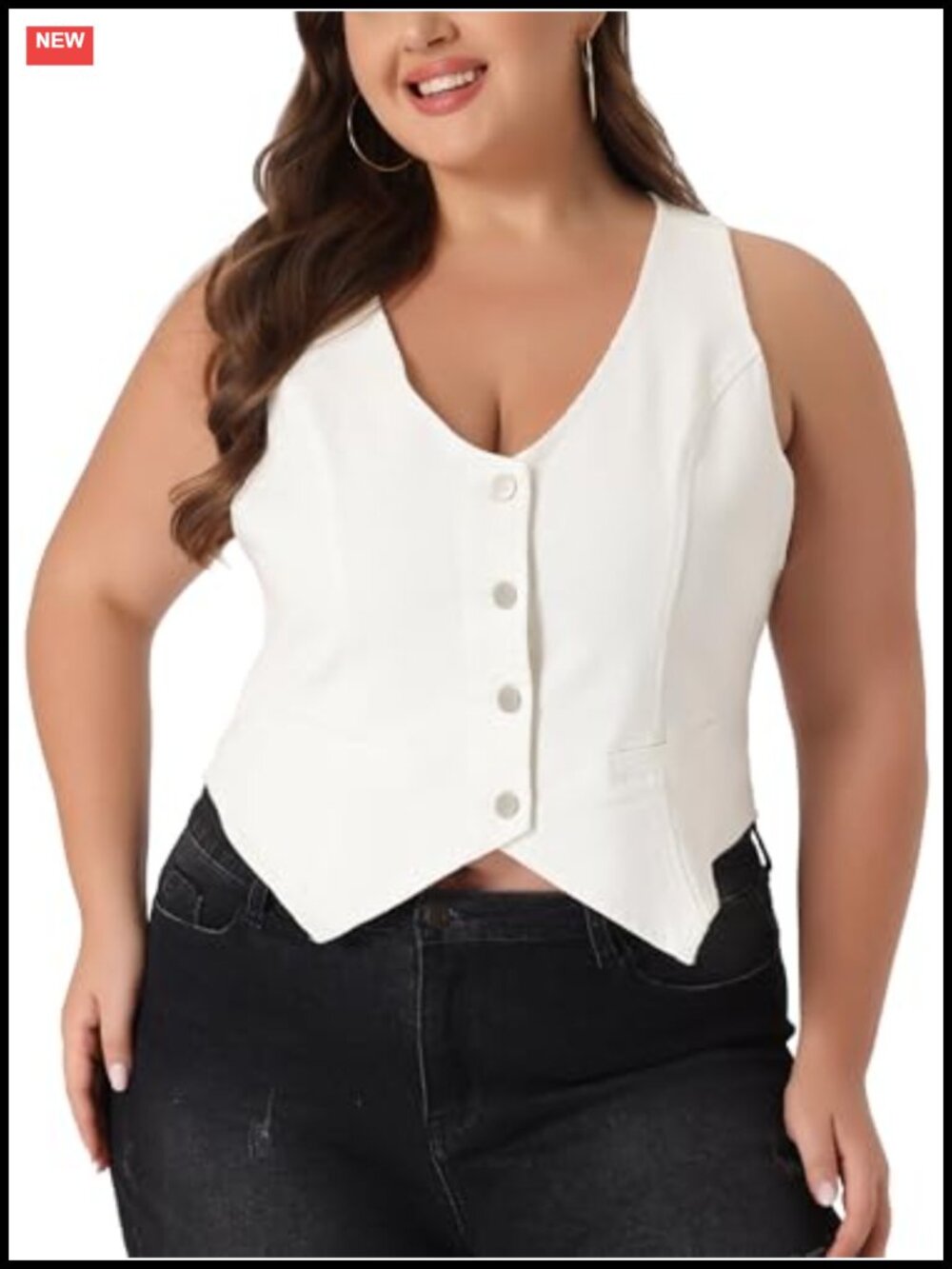Plus Size Denim Vest Sleeveless Western Waistcoat Crop Jean Vest Women's